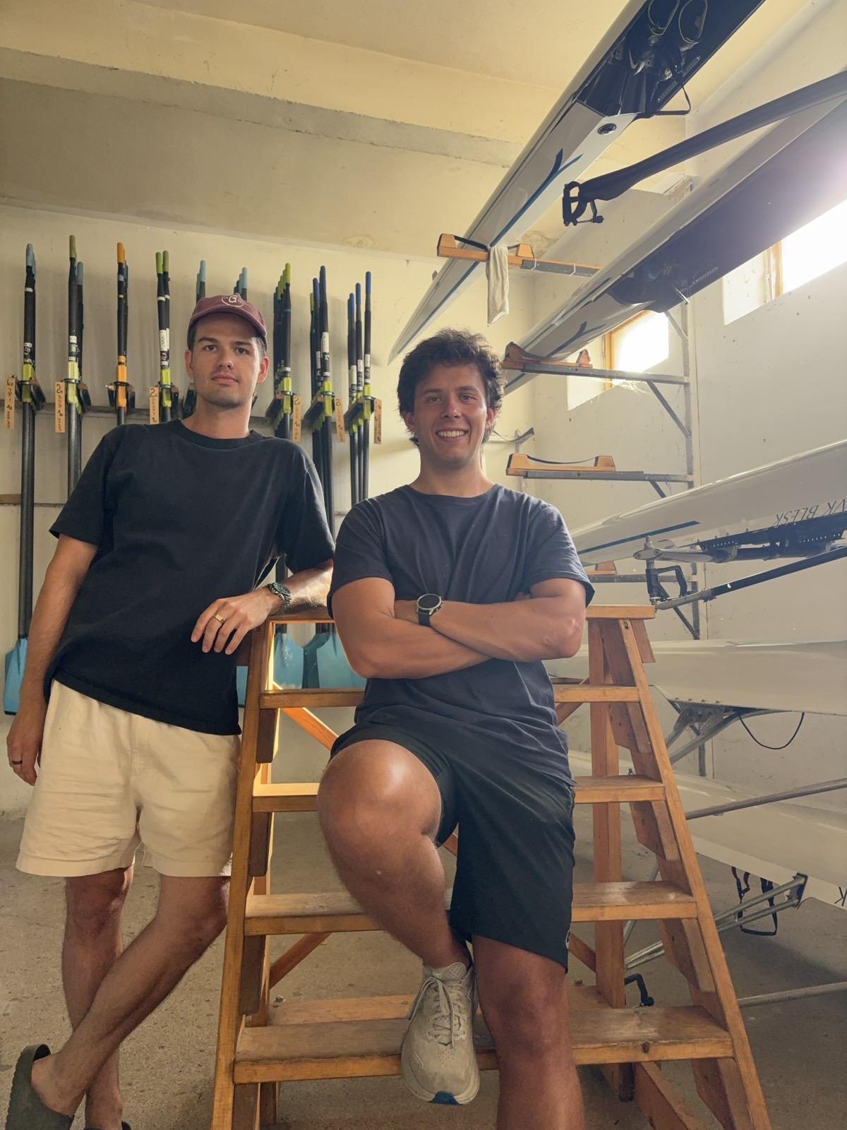 Jakub Kyncl and Radim Hladík in the boathouse at VK Blesk